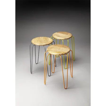 Easton Wood & Iron Stackable Stools